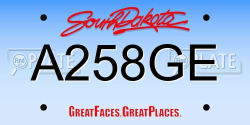A258GE South Dakota License Plate