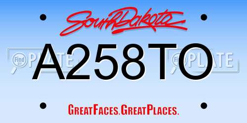 A258TO South Dakota License Plate