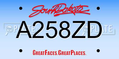 A258ZD South Dakota License Plate