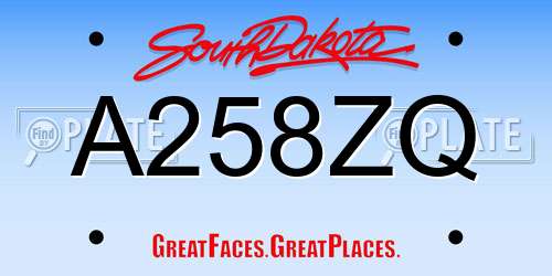A258ZQ South Dakota License Plate
