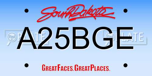 A25BGE South Dakota License Plate