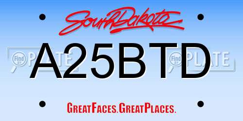 A25BTD South Dakota License Plate