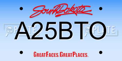 A25BTO South Dakota License Plate