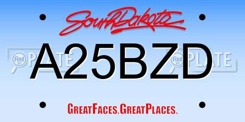 A25BZD South Dakota License Plate