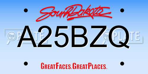 A25BZQ South Dakota License Plate