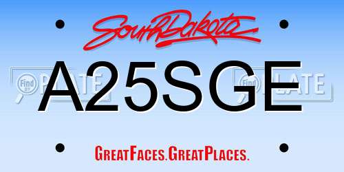 A25SGE South Dakota License Plate