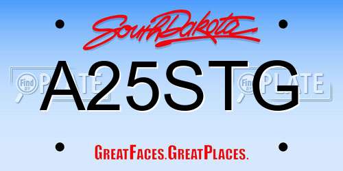 A25STG South Dakota License Plate