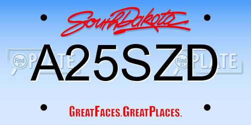 A25SZD South Dakota License Plate