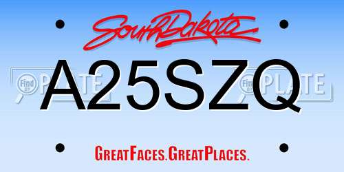 A25SZQ South Dakota License Plate