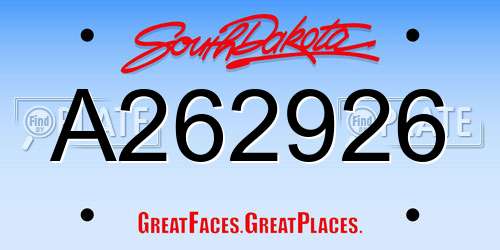 A262926 South Dakota License Plate