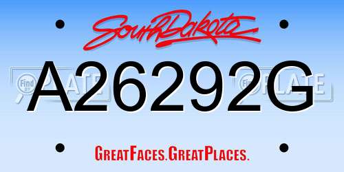 A26292G South Dakota License Plate