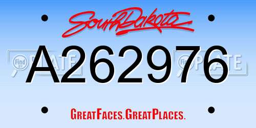 A262976 South Dakota License Plate