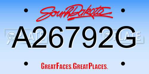 A26792G South Dakota License Plate