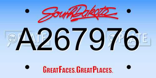 A267976 South Dakota License Plate