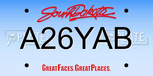 A26YAB South Dakota License Plate