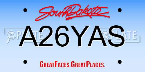 A26YAS South Dakota License Plate