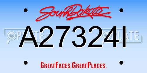 A27324I South Dakota License Plate