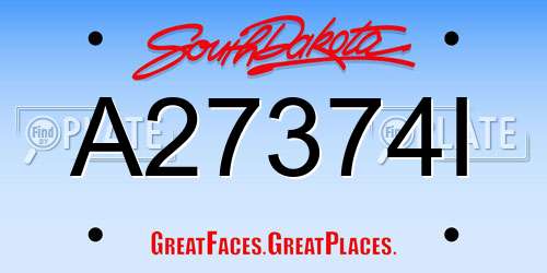 A27374I South Dakota License Plate
