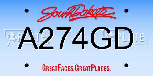 A274GD South Dakota License Plate