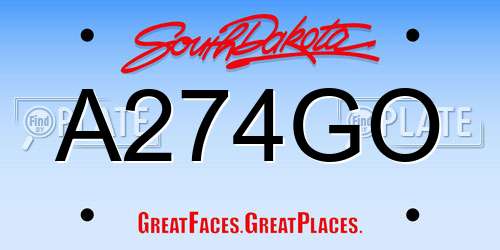 A274GO South Dakota License Plate