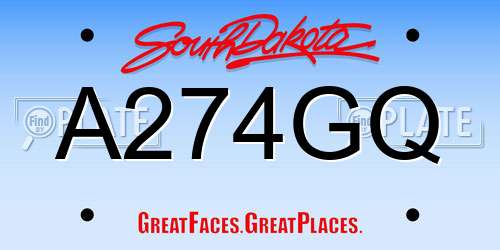 A274GQ South Dakota License Plate