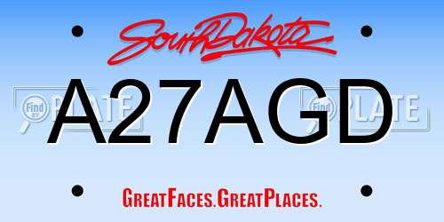 A27AGD South Dakota License Plate