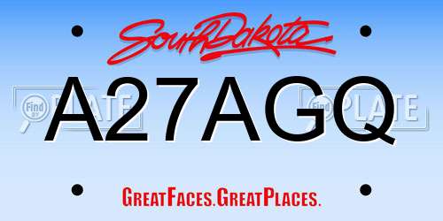 A27AGQ South Dakota License Plate