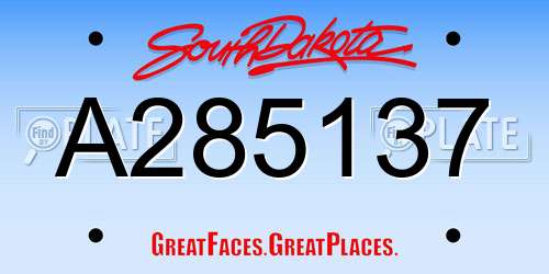 A285137 South Dakota License Plate