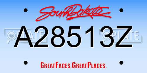 A28513Z South Dakota License Plate