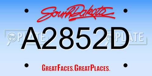 A2852D South Dakota License Plate