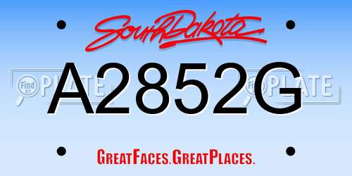 A2852G South Dakota License Plate