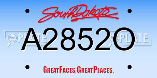 A2852O South Dakota License Plate
