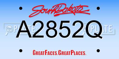 A2852Q South Dakota License Plate