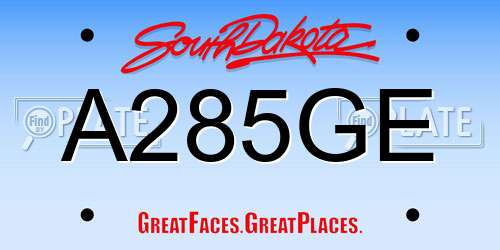 A285GE South Dakota License Plate