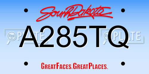 A285TQ South Dakota License Plate