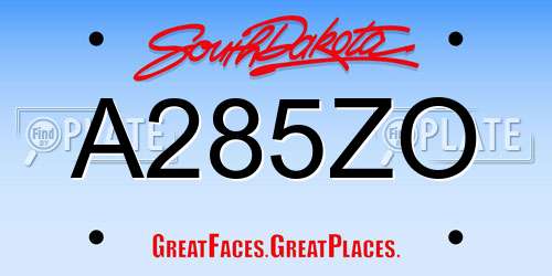 A285ZO South Dakota License Plate