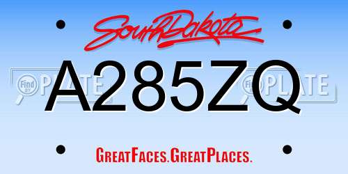 A285ZQ South Dakota License Plate
