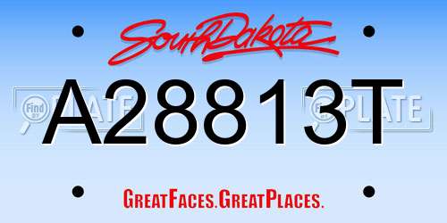 A28813T South Dakota License Plate