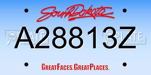 A28813Z South Dakota License Plate