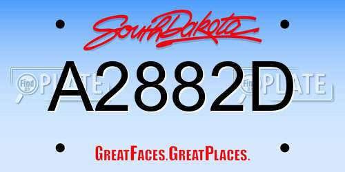 A2882D South Dakota License Plate