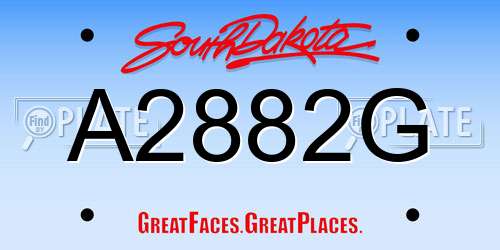 A2882G South Dakota License Plate