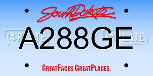 A288GE South Dakota License Plate