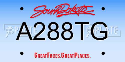 A288TG South Dakota License Plate
