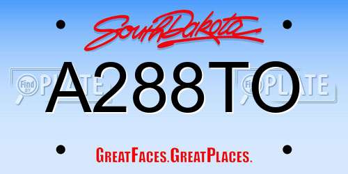 A288TO South Dakota License Plate