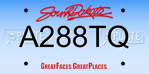 A288TQ South Dakota License Plate
