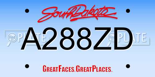 A288ZD South Dakota License Plate