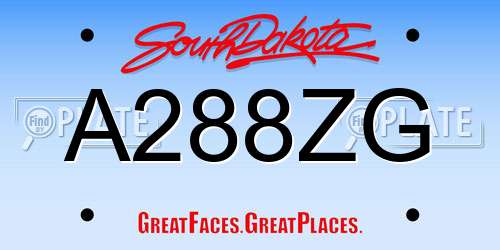 A288ZG South Dakota License Plate