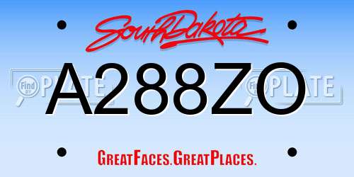 A288ZO South Dakota License Plate