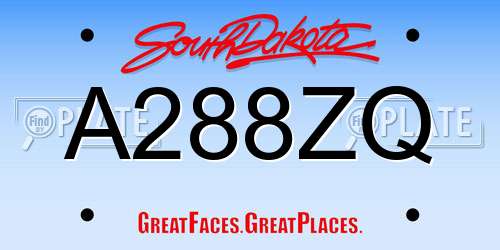 A288ZQ South Dakota License Plate
