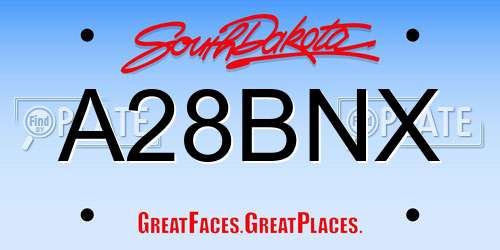 A28BNX South Dakota License Plate